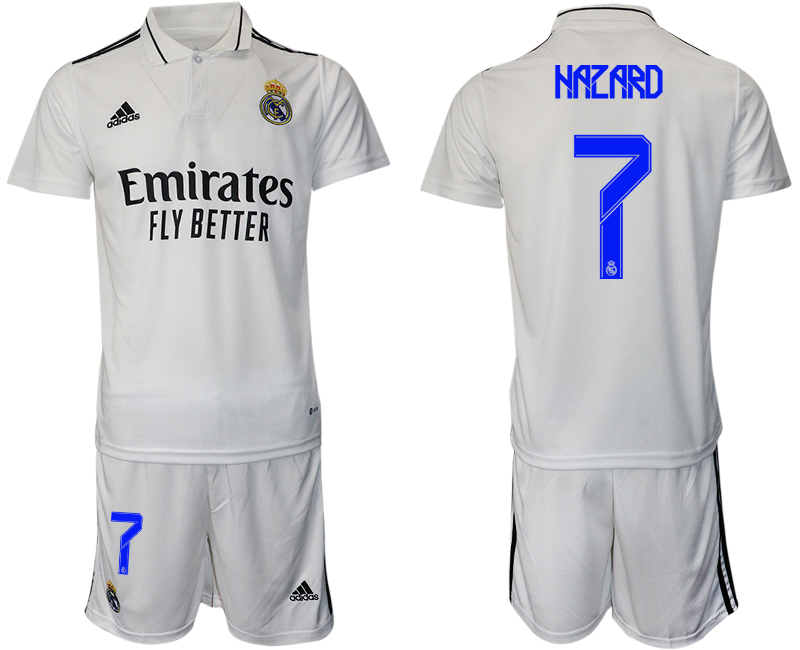 Men 2022-2023 Club Real Madrid home white 7 Adidas Soccer Jersey1